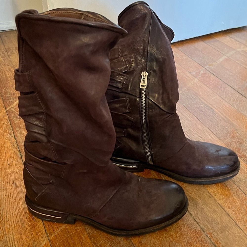 AS98 Boots with Leather Strap Braiding up Back